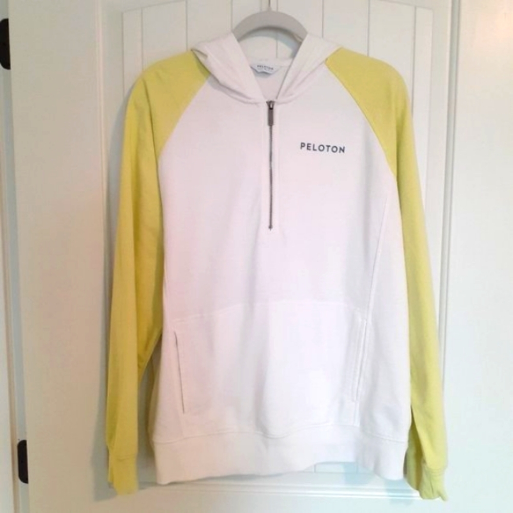 PELOTON Women's 1/4 Zip Raglan Pullover White Lime Size XL